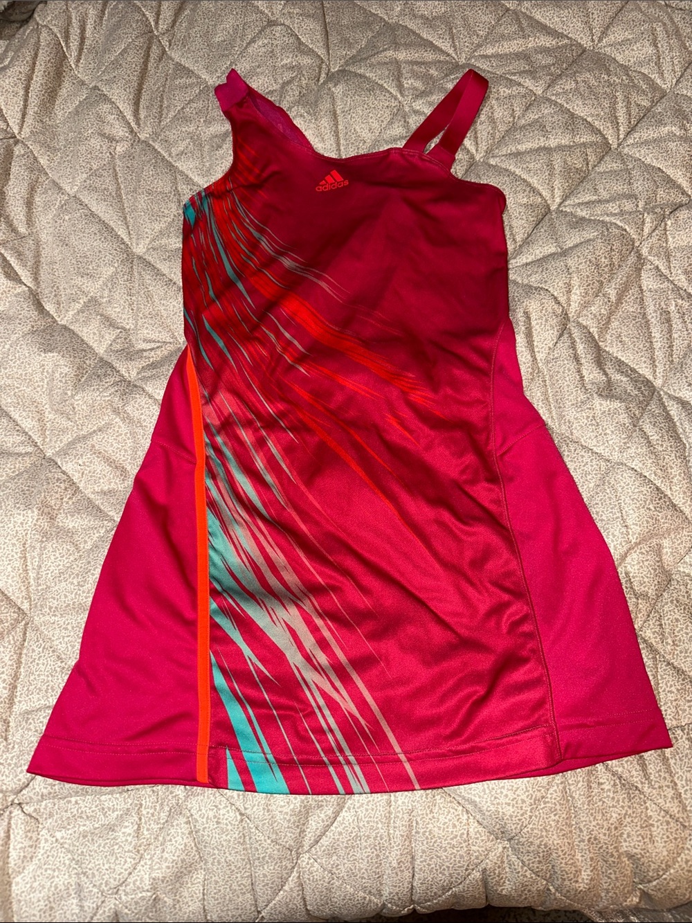 adidas Fuchsia Tennis Dress with Teal & Orange Accents